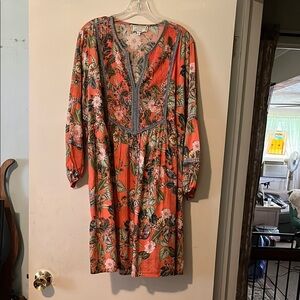 Johnny Was Floral Orange Dress